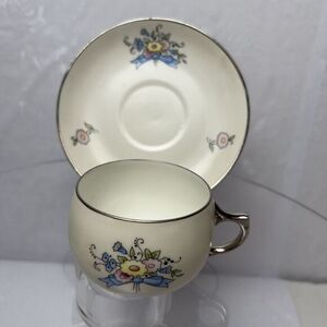 Paul Muller Selb Bavaria Cottage Flower Tea Cup & Saucer Signed 1940 Mid Century